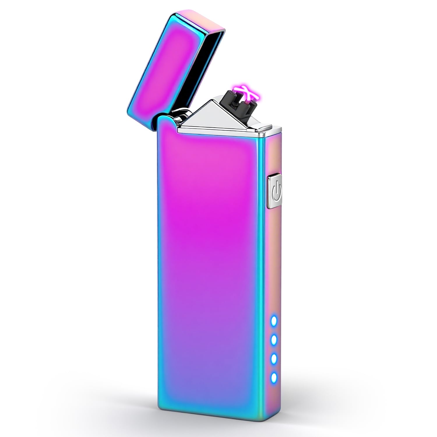 LcFun Fathers Day Dad Gifts, Electric Lighter USB Rechargeable Windproof Flameless Plasma Dual Arc Lighter Small Metal Pocket Lighters for Camping, Birthday Gifts for Men Husband (Nickel Brushed)